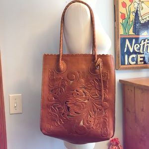 Patricia Nash ‘Cabo’ tooled leather Tan shopper tote